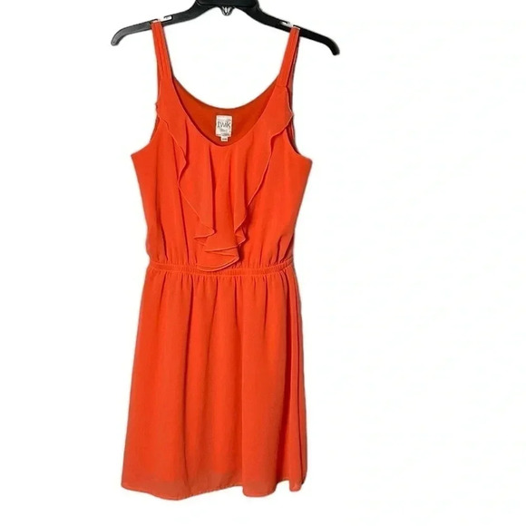 Simon Twik dress women M.  Coral ,summer,halter style,ruffles,lined,chiffon,mini - Picture 1 of 12